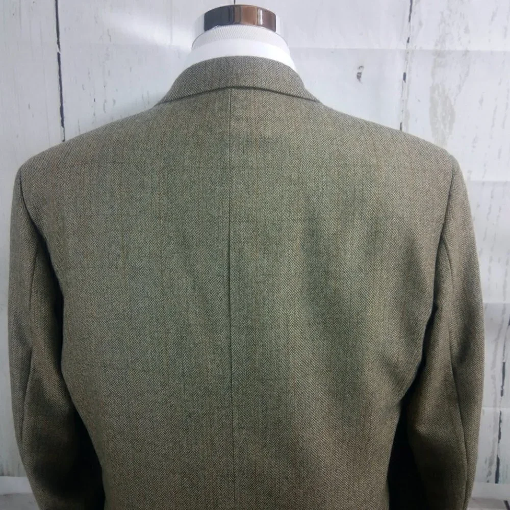 Oscar de la Renta 43R Brown Suit Blazer Sport Coat